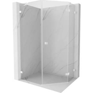 Mexen Lunar петостенна душ кабина с отваряща се врата, дясна 80 x 100 см, прозрачна, бяла - 831-080P-100L-20-00-P (831-080P-100L-20-00-P)