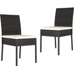 vidaXL Градински трапезни столове, 2 бр, полиратан, черни (315106)
