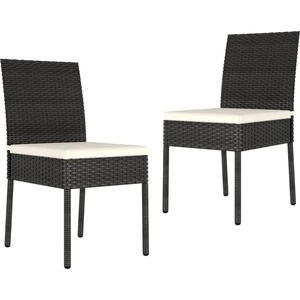 vidaXL Градински трапезни столове, 2 бр, полиратан, черни (315106)