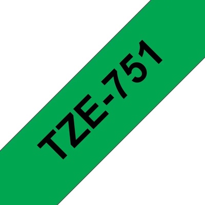 Brother TZe-751, černý tisk na zelené, šířka 24 mm, laminovaná TZE751