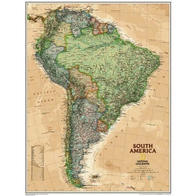 Jižní Amerika National Geographic Executive - nástěnná mapa 60 x 80 cm, lamino + lišty
