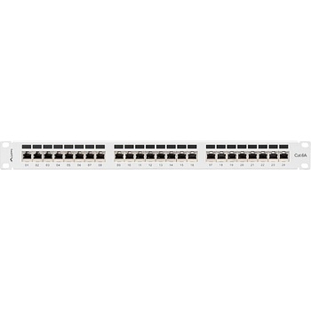 Lanberg patch panel 24 port 1U 19" CAT. 6a ftp with cable organizer shielded grey (PPSA-1024-S)