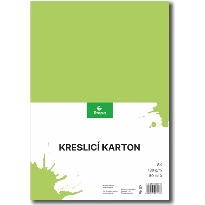 Karton barevný kreslicí A3 420 x 297 mm 50 listů /180g světle zelený E
