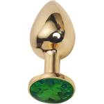 Sensual Метално дилдо Butt Plug "GOLD CRYSTAL GREEN" 7 см. Размер - S
