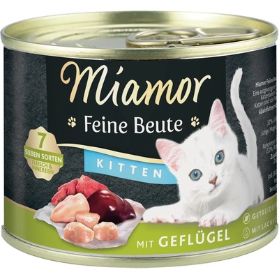 Miamor 12x185г Kitten Feine Beute Miamor, консервирана храна за котки - с птиче месо