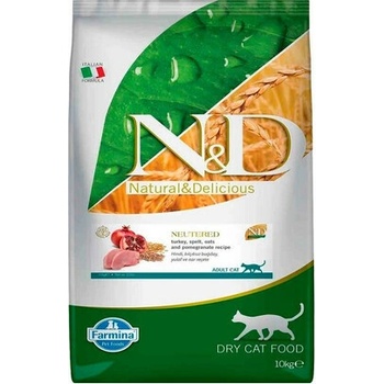 N&D Ancestral Adult Cat Neutered morčacie mäso špalda ovos a granátové jablko 10 kg