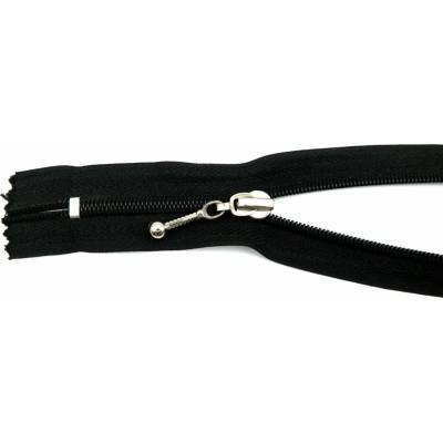 Špirálový zips č.5 - nedeliteľný - čierny s guličkou - dĺžka 16 cm