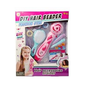 Swede Creative toy with a bead braiding machine for hair