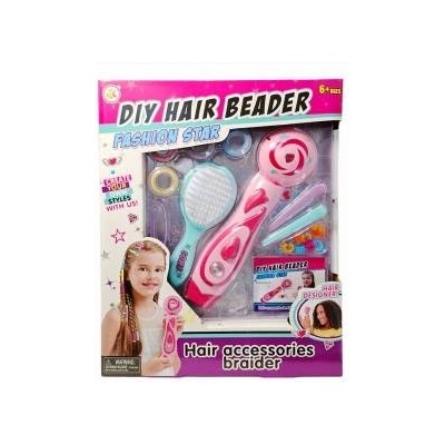 Swede Creative toy with a bead braiding machine for hair