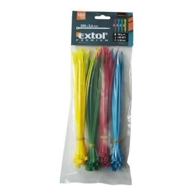 EXTOL 8856192 8856192 - Pásky sťahovacie farebné 2,5x100mm, 100ks, O22mm, 8kg, nylon PA66