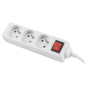 Lanberg Разклонител, Lanberg power strip 1.5m, 3 sockets, french with circuit (PS1-03E-0150-W)