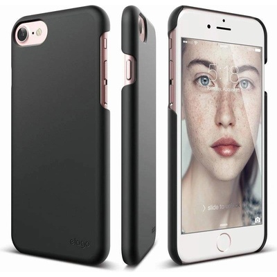 elago S7 Slim Fit 2 Case + HD Clear Film - поликарбонатов кейс и HD покритие за iPhone 8, iPhone 7 (черен-мат)