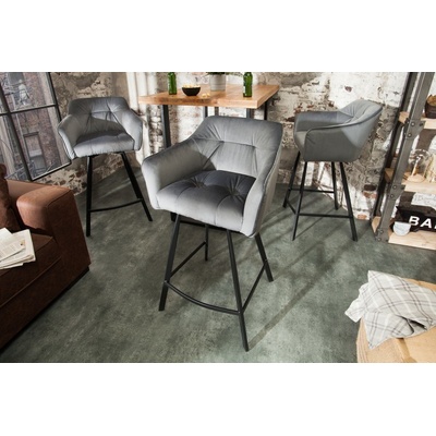 FurniGO Loft samet stříbrná šedá