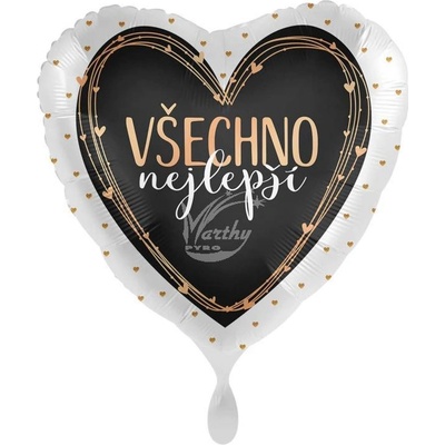 Balón fóliový 43 cm Srdce rose gold Všechno nejlepší