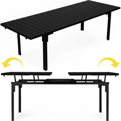 MultiGarden SAE-180 Rozťahovací záhradný stôl 180–240 cm, oceľ, HDPE, čierny