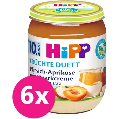 HIPP BIO Ovocný duet Broskyňa -Marhuľa s tvarohovým krémom 6 x 160 g