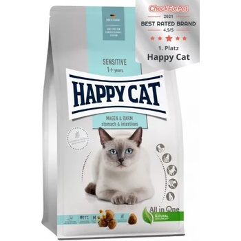 Happy Cat Sensitive Stomach & Intestine - храна разработена за котки с чувствително храносмилане, с патешко, ориз, картофи, риба, черен дроб, 0, 300 кг, Германия - 70595