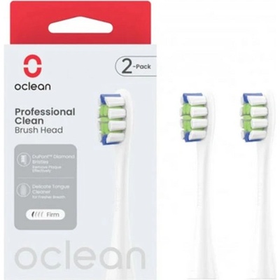 Oclean Комплект 2 бр. резервни глави за ел. четка за зъби Oclean Professional Clean Brush Head, Твърда, Бели (6970810553765)