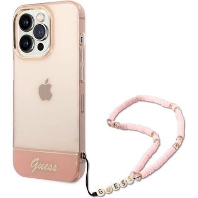 Guess PC/TPU Camera Outline Translucent with Lanyard na iPhone 14 Pro Max - ružové