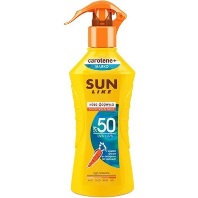 Sun Like Carotene+ Слънцезащитно спрей мляко, SPF50, 200 ml