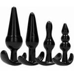Ouch! ! No. 80 Silicone Anal Plug Set 4 Sizes Ergonomic Base Black