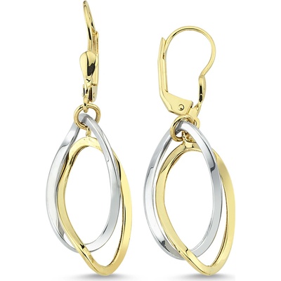 Lillian Vassago náušnice prepletané ovály s bielym a žltým zlatom na patentové zapínanie LLV66-GER089