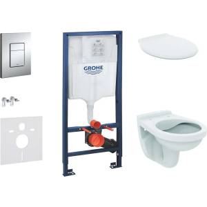 GROHE Rapid SL - Комплект за монтаж пред стена, тоалетна Alpha със седалка, бутон Skate Cosmopolitan, хром 38528SET-KR (38528SET-KR)