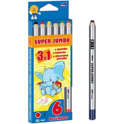 Jumbo 6300336 Super pastelky 6 ks 3v1