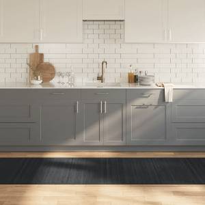 vidaXL Килим, правоъгълен, сив, 80x300 см, бамбук (376916)