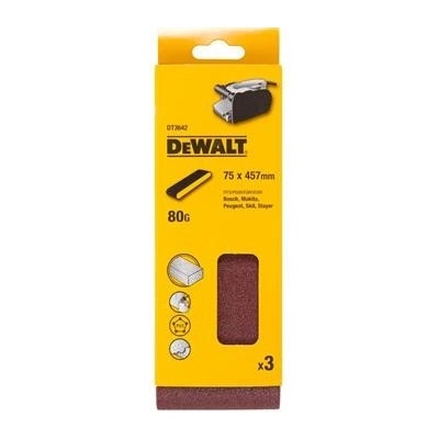 DeWALT DT3642 Víceúčelový brusný pás - 80G - 75 mm x 457 mm 3ks