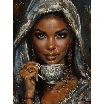 Norimpex - Puzzle Diamant painting: Woman with a cup of coffee 30x40cm - 1 - 39 piese