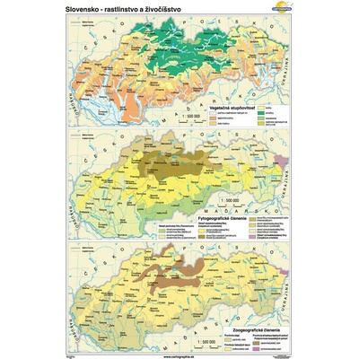 Nástenná mapa Slovensko - rastinstvo a živočíšstvo