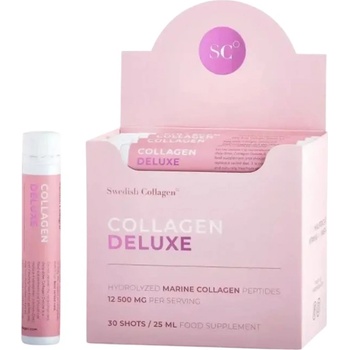 Swedish Collagen Collagen Deluxe Liquid | Hydrolyzed Marine Collagen Peptides with Hyaluronic Acid, Vitamins and Minerals [30 x 25 мл] Неовкусен