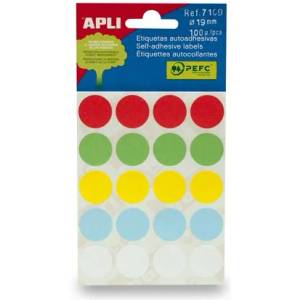 APLI Етикети, кръгли, 19 мм, с ръкописен текст, цветни, apli, смесени цветове, 100 етикета в опаковка 7109 (7109)