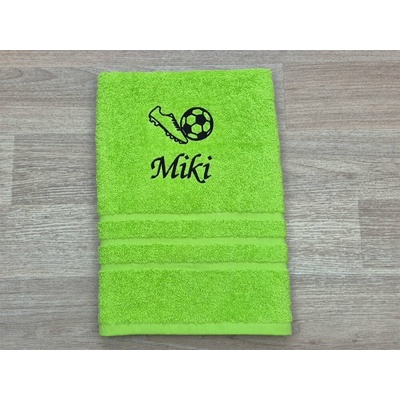 Povlečení Plus ručník se jménem pistáciový 50 x 100 cm kopačka a míč Miki