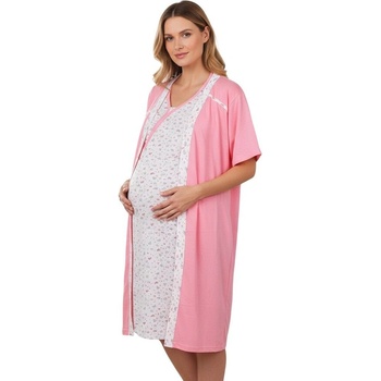 Комплект за бременни в розово и бяло със сърца