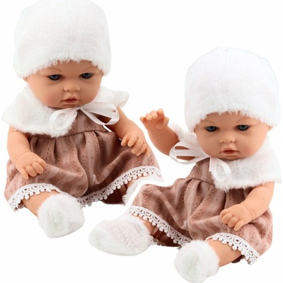 LeanToys Béžové šaty s čepicí a límcem pro Baby Doll