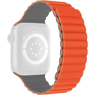 Rimeno Двуцветна силиконова каишка за Apple Watch 42/44/45/49 мм, оранжево и сиво (RSJ-37-00A-5)