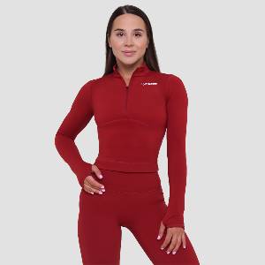 GymBeam Дамски топ Ignite Crop Top Dark Red XS