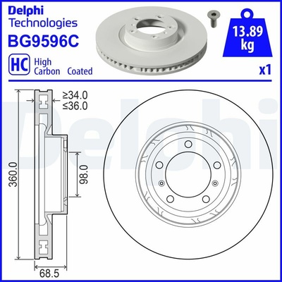 DELPHI Brzdový kotúč BG9596C