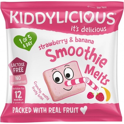 Kiddylicious Ovocné vankúšiky z jahôd a banánu 6 g