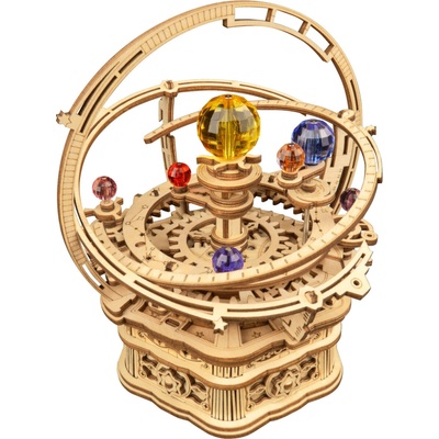 RoboTime 3D drevená skladačka hracej skrinky Historický orloj