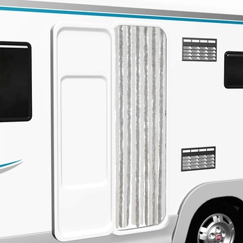 vidaXL Ресни за врата против мухи, светлосиво и бяло, 56x185 см, шенил (377311)