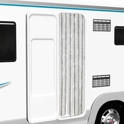 vidaXL Ресни за врата против мухи, светлосиво и бяло, 56x185 см, шенил (377311)