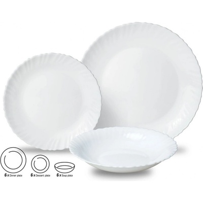 Kinghoff Сервиз за хранене Kinghoff KH 1875, 18 части, За 6 души, Порцелан, Подходящи за съдомиялна машина, Бял