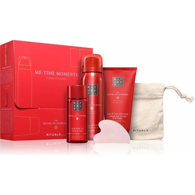 Rituals The Ritual Of Ayurveda tělový olej 50 ml + sprchová pěna 50 ml + masážní pomůcka Guasha z růženínu 1 ks + jílová maska 70 ml