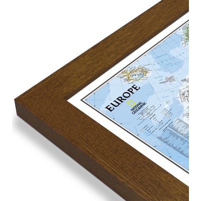 National Geographic Evropa - nástěnná mapa Classic 118 x 92 cm Varianta: mapa v dřevěném rámu, Provedení: Pegi tmavý ořech