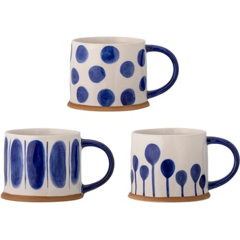 Bloomingville Бяло-сини глинени чаши в комплект от 3 бр. 450 ml Linora - Bloomingville (82055877)