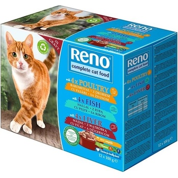 Reno Cat hydina ryba a pečeň v omáčke 12 x 100 g
