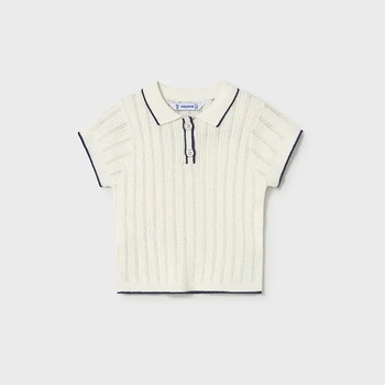 MAYORAL Поло тениска къс ръкав трокотаж в Мръсно бял цвят за бебе момиче Mayoral